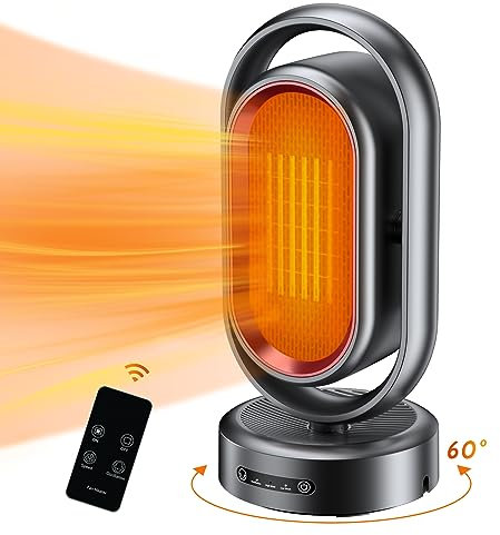 Heizlüfter mit Fernbedienung 2000W Keramik Heizlüfter Bad Energiesparend Leise Heizung Heizstrahler mit Oszillation Umkippschutz Überhitzungsschutz Heizgeräte