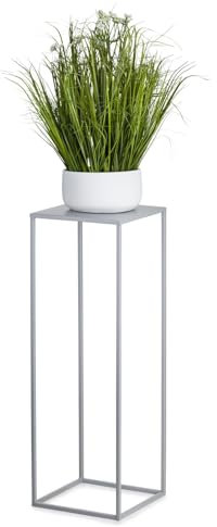 HowHomely Blumenständer Metall Grau 76 cm Hoch - Solider und Robuster Blumenhocker Metall - Pflanzenständer für die Dekoration in Wohnzimmer Schlafzimmer oder Büro