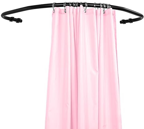 Sasko Duschvorhangstange Duschstange Duschvorhang L-Form Rundbogen Symmetrisch Aluminium Belastbarkeit 25 kg Gardinenstange für Vorhang für Badewanne & Dusche Wandmontage - Schwarz - 90x90 cm