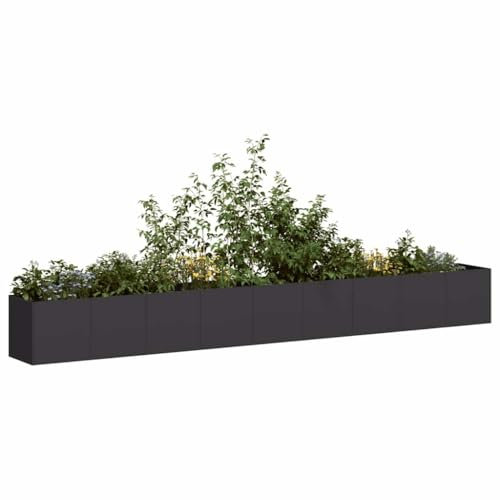 LAPOOH Fioriera Nera 360x40x40 cm in Acciaio Laminato a Freddo-860696