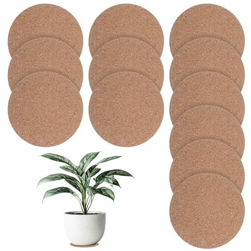 Oruola Lot de 12 dessous de verre en liège - Antidérapants et beaux - Réutilisables - Ronds - Pour pots de fleurs, vases, pots, tasses, bols et bols (10 cm)