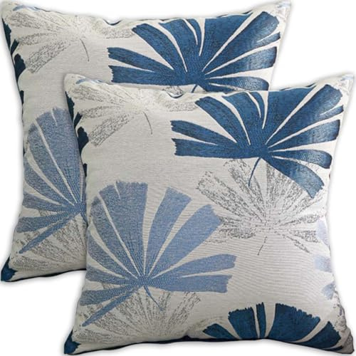 FSZhenZuan Pack of 2 Cushion Covers 45x45cm Soft Throw Pillow Covers Decorative Palm Leaves Square Cushion Pillow Covers for Home Couch Bed Sofa Decor