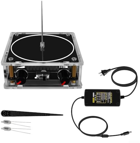 ZAMETTER Mini Coil Blue-tooth Speaker A-rc Audio Plasma Music Box Desktop for Tesla Coil Acrylic Science Display Experiment Decor Touchable Artificial A-rc Light Coil Blue-tooth Speaker (EU Black)