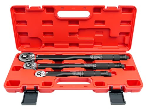 ZKTOOL Set di 3 Chiavi Dinamometriche con Attacco da 1/4 3/8 1/2 | Include 5-25NM, 10-60NM e 20-210NM. Meccanismo a Sgancio Rapido. Adatto per la Maggior Parte della Manutenzione di Veicoli.
