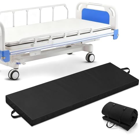 JZHLLA Bedside Fall Mats for Elderly 2.5 Inch Rollable High Density Foam Floor Mats 71.6 * 24 Inch Waterproof Non Slip Protection Mat for Elderly, Handicap, Senior