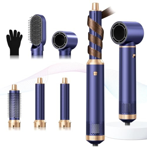 MogaWave 5 in 1 Hairstyler, Airstyler Airbrush Pro 1000w | Föhnbürste Haarstyler, Lockenstab mit Luft Links/Rechts, Negative Ionen Pflege,Sie dem Haar Volumen