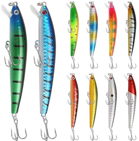 DUTIFUL 10 stycken wobbler fiskebete, set konstgjort bete, wobbler, gädda, bete, swimbait, verklighetstrogen för gös, abborre, öring, fiskebete för sött och saltvatten, abborre, gös, fiskebete
