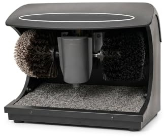 GrecoShop Pulisci Pulitore scarpe Lucidascarpe Lucida scarpe Elettrico Automatico Professionale con Doppia Spazzola, Induzione Sensibile, Basso Rumore – Ideale per Casa, Hotel e Uffici