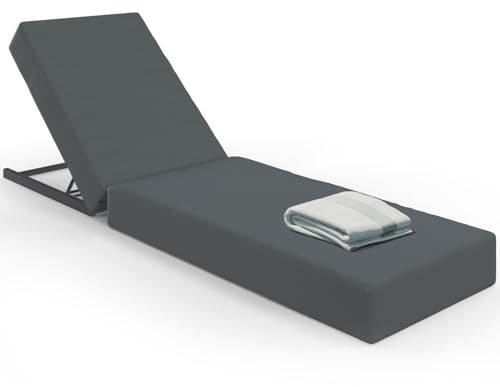 IDMarket - Poolliege, Bequeme Sonnenliege, Liegestuhl mit in Vier Positionen Verstellbarer Rückenlehne aus Metall und Grauer Liegefläche