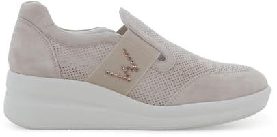 Melluso Sneaker Slip-on in camoscio Beige Traforato con Strass r20255q