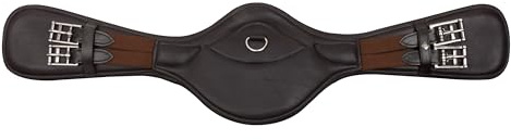 Imperial Riding Dressurgurt IRH anatomisch, Leder-Sattelgurt mit Rollenschnallen und D-Ring, Dunkelbraun, 80cm
