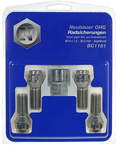 Lampa Raddiebstahlsicherungsbolzen M14x1,5, Kegelsitz, Schaftlänge 30,0mm, Schlüsselweite 17mm/19mm, Silber, Sechskantbolzen, Legierter Stahl, Klasse 10.9