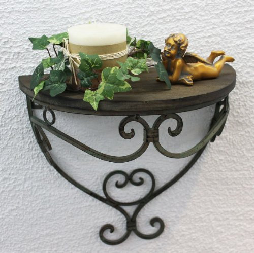 DanDiBo Etagère Murale 12095 Console Murale 31cm Malaga S en métal avec Tablette en Bois Etagère Salle de Bains