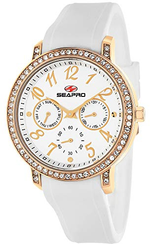 Seapro Women's SP4412 Swell White/Silver Stainless Steel Case with Silicone Strap Watch