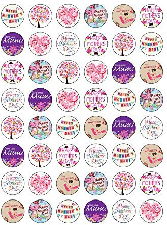 48 Edible Wafer Paper Gorgeous Happy Mothers Day Cake Toppers Decorations