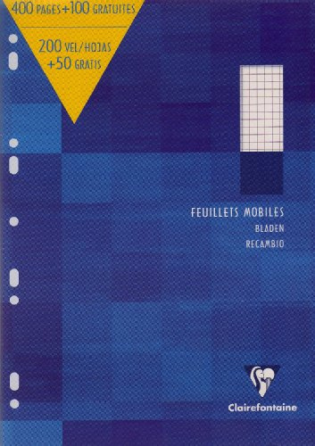 Bloc de 400 pages + 100 pages - Feuillets mobiles perforé A4 petits carreaux 5x5 mm 90g/m²