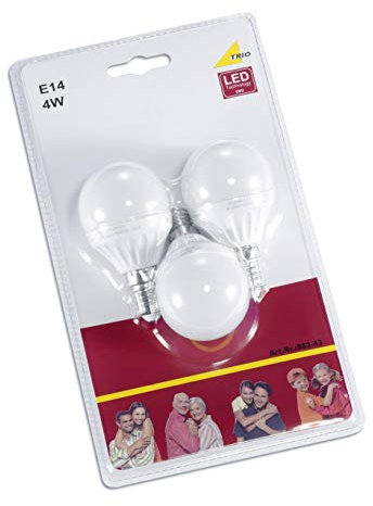 Trio Leuchten LED Leuchtmittel 3-er Blister E14 Tropfen, 4 W 983-43, Weiß