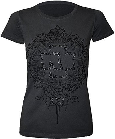 Rammstein Frauen Damen Girlie Shirt XXI, Offizielles Band Merchandise Fan Shirt Charcoal mit schwarz-metallic Front Print -L