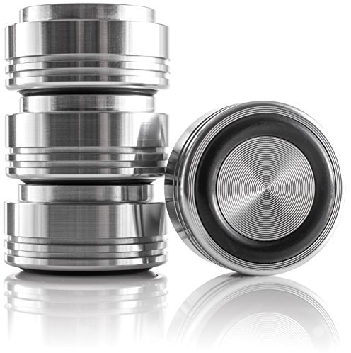 Hifi Lab Piedi in Alluminio Massiccio 29x15 per Dispositivi Audio - Assorbenti, Nobile Argento, 4 Pezzi