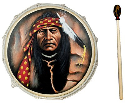 40cm Grosse Schamanentrommel Geronimo Gemalt Rahmentrommel Bodhran Drum R6