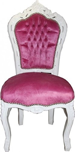 Casa Padrino Barock Esszimmer Stuhl Rosa/Weiß - Möbel