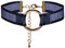 JewelryWe Schmuck Damen Choker Halskette mit O-Ring Anhänger Blau Transparent Gothic Halsband Sexy Kette Verstellbar Handarbeit