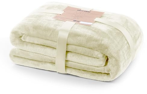 DecoKing Kuscheldecke 70x150 cm Ecru Decke Microfaser Tagesdecke Fleece weich sanft kuschelig weich sanft kuschelig Ivory Elfenbein Mic