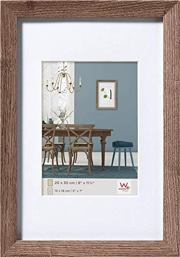 walther design Bilderrahmen nussbaum 40 x 60 cm mit Passepartout, Fiorito Holzrahmen EF460N