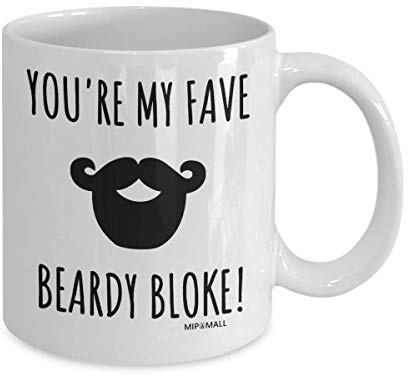 MIPOMALL Father's Day Gifts, Beard Mugs for Men, Valentines Gifts for Him, Christmas Presents, Birthday, You're My Fave Beardy Bloke MG0043