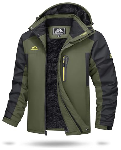 TACVASEN Men's Waterproof Hiking Fleece Jacket Warm Outdoor Skiing Ice Skating Hoodie