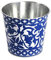 Rivanto® Portugiesischer Blumentopf aus Metall, Ø 7 x Höhe 12 cm, blau-weiß Design, Blumenschale, Pflanztopf