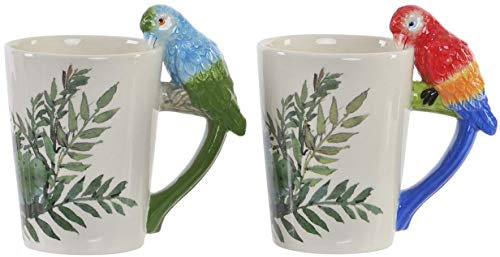 AVENUELAFAYETTE Lot de 2 - Mug - Tasse Perroquet 3D Relief - Oiseau Exotique - en céramique