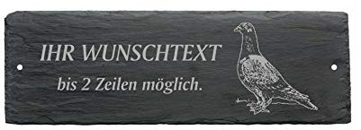 Türschild TAUBE 01 - mit Wunschtext - aus Schiefer - 22 x 8 cm