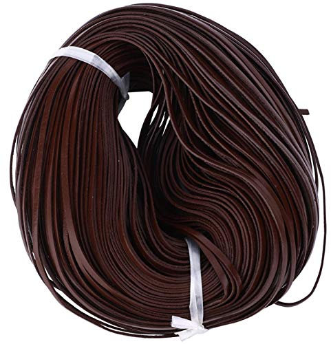 110 Yards Lederband Schnur Seil Faden Flache Lederband Schnur Flechten String für Armband Halskette Perlen Schmuck DIY Handwerk(Tiefer Kaffee)