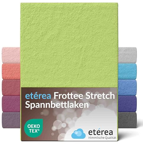 etérea Frottee Spannbettlaken 200x200-200x220cm Lind für 15-25 cm Steghöhe 80% Baumwolle + 20% Polyester - Oekotex Spannbetttuch Bett Bezug Matratzen - Bettlaken 200x200cm - 200x220cm Grün