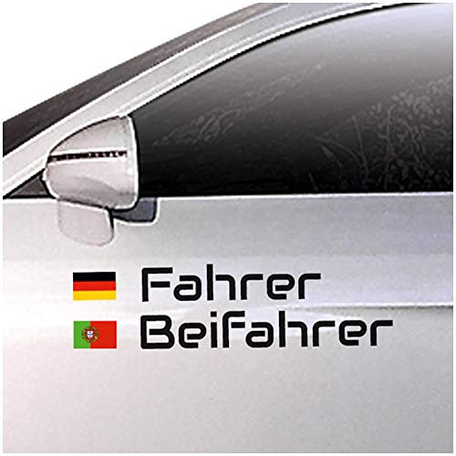 Personalisierter Autoaufkleber Set mit Name Länderfahne Fahrer Beifahrer Auto Kfz Zubehör Namensaufleber Flagge Wunschtext Racing Rallye Aufkleber