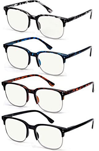 Eyekepper 4-Pack Progressiver Multifokus Lesebrille Blaues Licht blockieren für Damen Herren Keine Linie Multifokale Lesebrillen +2,00