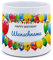 printplanet® - Blumentopf mit Namen oder Text selbst gestalten - Pflanztopf Bedrucken - Motiv: Happy Birthday Ballons