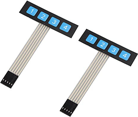 HALJIA 2PCS Tastierino Numerico a Membrana, 4 Tasti, Matrice 1 x 4 Super Sottile per Arduino