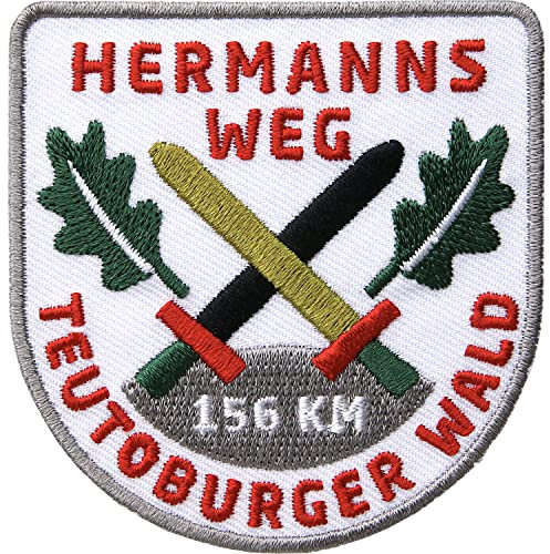 1 x Hermanns-Weg Patch 64 x 66 mm gestickt/Aufnäher Aufbügler Bügelflicken zum aufnähen aufbügeln auf Kleidung Rucksack/Wandern Wanderweg Wanderführer/Club of Heroes