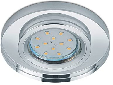 meineWunschleuchte Runder Deckeneinbaustrahler in Silber Chrom mit Kristallglas, Durchmesser Ø 9cm