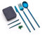 Outlery - Komplettes Set, 1x3 Teile, Edelstahl, Blau, Tragbar, Geschirrset