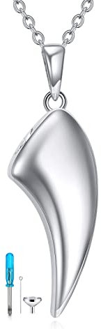 VONALA Wolfszahn Urn Anhänger Halskette 925 Sterling Silber urnen Anhänger kette Cremation Schmuck für Herren Damen Unisex + Trichter füllen Kit + Kit mit Geschenkbox