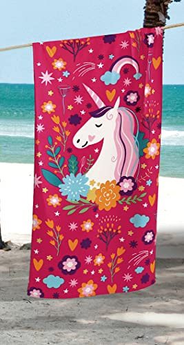 my cocooning Strandtuch Einhorn - Reine Baumwolle, farbenfroh Bedruckt, ideal für Urlaub und Camping, 76 x 152 cm