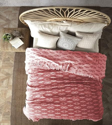 BOHORIA® Premium Tagesdecke Ubud - Bettüberwurf Wohndecke Wendedecke Kuscheldecke Sofadecke mit Muster (Mahogany Kelim, 150 x 200 cm)