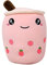 Herbests Tea Plüschtier,35CM Boba Kuscheltier Milchtee Teetasse Gefüllte Plüsch Spielzeug Obst PlüschKissen Weiches Schlafkissen Geburtstagsgeschenk Kinder Erwachsene,Erdbeere,HER00123846