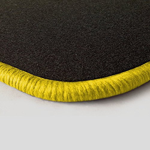 AUTOTEPPICH-Stylers (wählbar) NF100 Schwarze Fußmatten passend für OPEL Corsa D 2006-2014 Rand in gelb