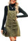 CUPSHE Damen Latzrock Quadratischer Ausschnitt Reißverschluss Wildleder Latzkleid Overallkleid Freizeitkleider Wildlederimitat Zipper Mini Dress Grün S
