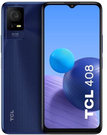 TCL 408 - Smartphone de 6.6 (Pantalla HD+, 4GB-64GB, Ampliable MicroSD, Dual SIM, Cámara 50MP, Batería 5000mAh, Doble Altavoz estéreo, Android 12) Midnight Blue