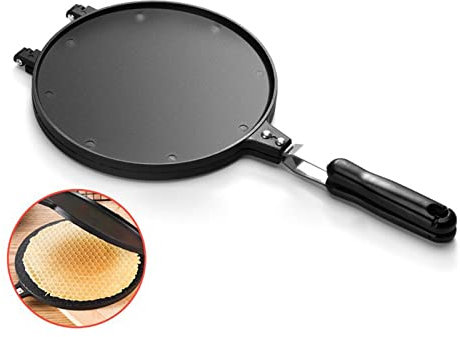 Egg Roll Moule Gaufre Cornet De Crème Glacée Faire Gaufrier Forme Ronde Plat De Cuisson Ustensiles De Cuisson Pour Les Collations Petit Déjeuner Réchauds À Gaz Uniquement (Couleur : Noir, Taille : 4